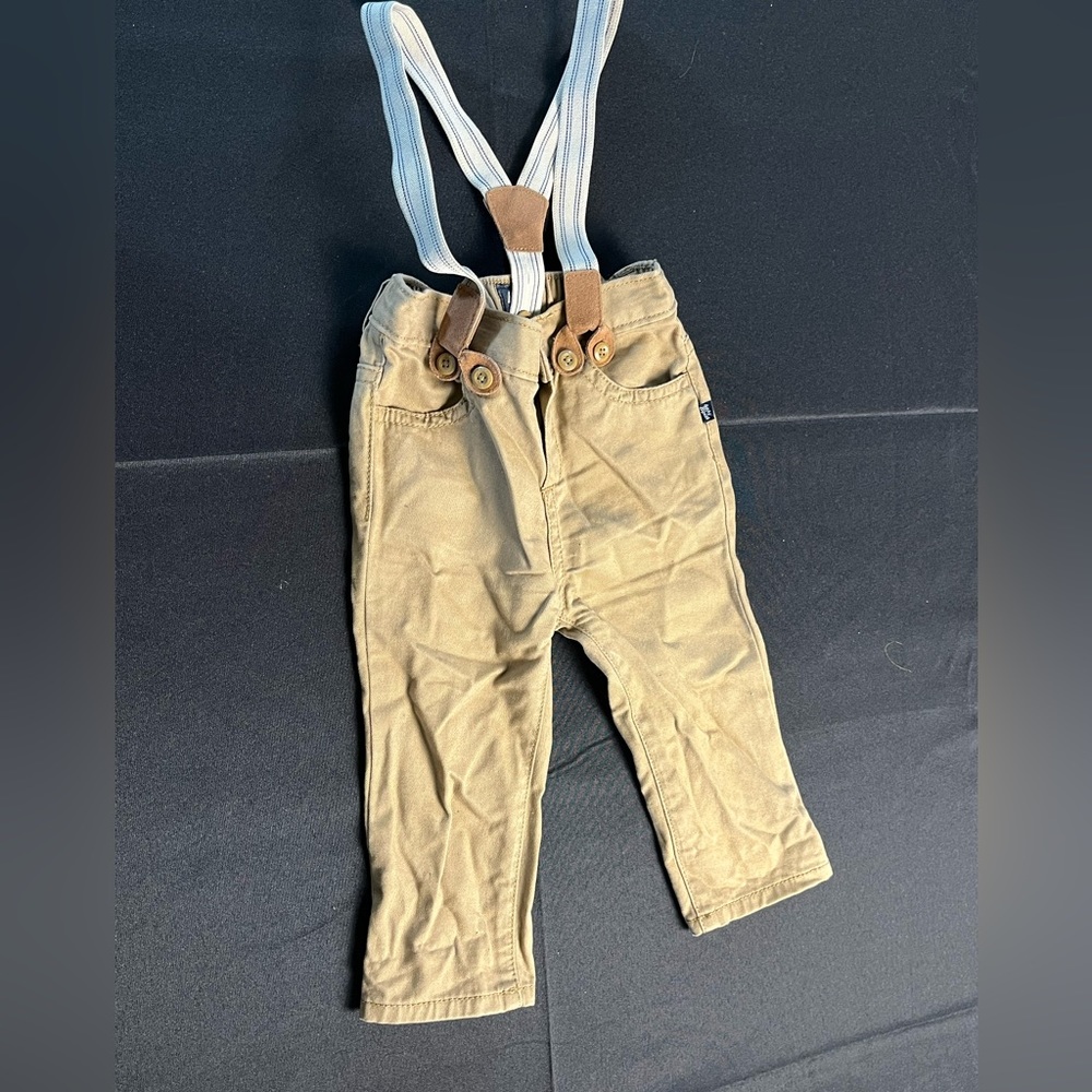 Baby Oshkosh beige pants w| spenders 12m